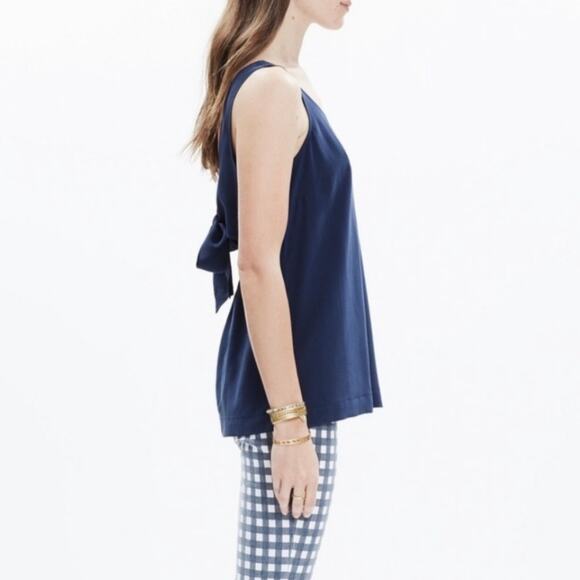 Madewell 100% Silk Lookout Bow Back Sleeveless Tank Top Blue Size XS - Picture 14 of 15